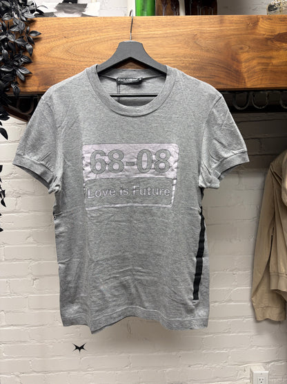 2000s Dolce & Gabbana ‘Love is Future’ Grey License Plate T-Shirt