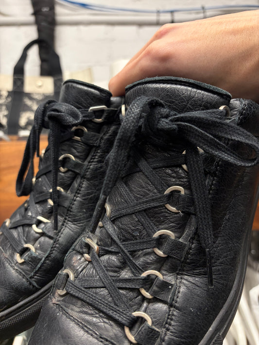 2016 Balenciaga by Demna Gvasalia ‘Arena’ Black Low Top Leather Sneakers