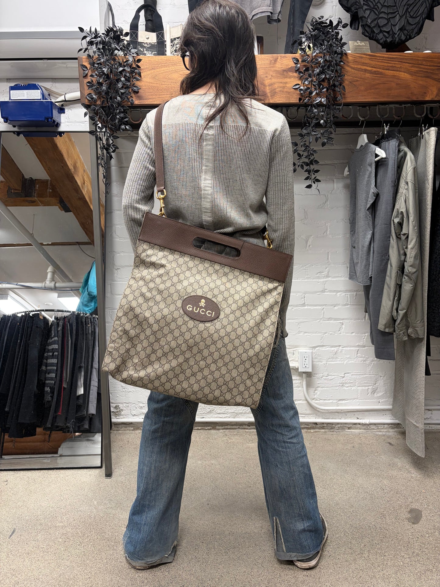 Gucci ‘Supreme Neo Vintage’ Coated Canvas/Leather ‘Skull & Bones’ Large Crossbody Bag