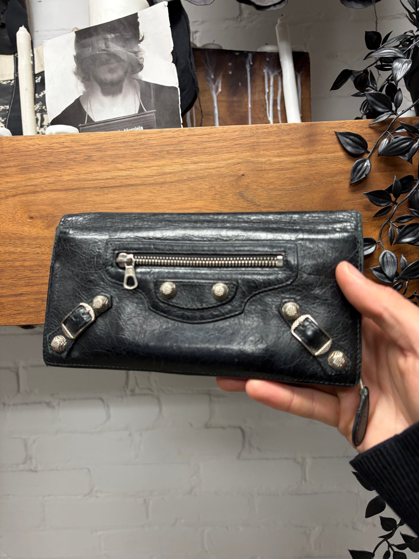Balenciaga ‘City’ Black Calfskin Leather Long Wallet