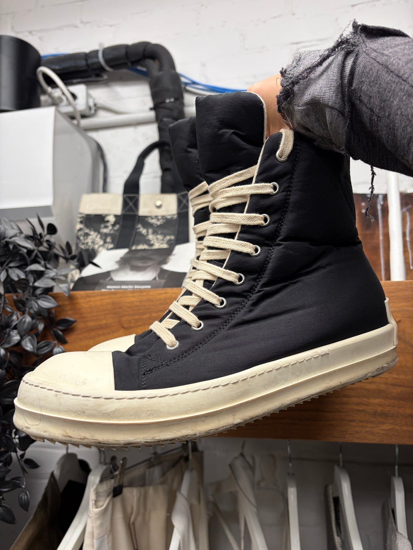 Rick Owens ‘Ramones’ Black/Milk High Top Sneakers