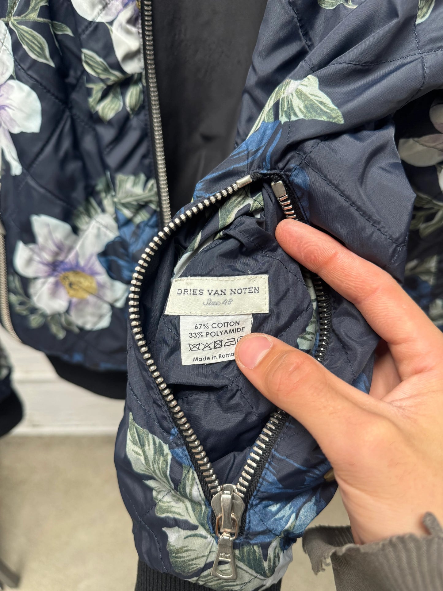 Dries Van Noten Reversible Black/Floral Print Bomber Jacket