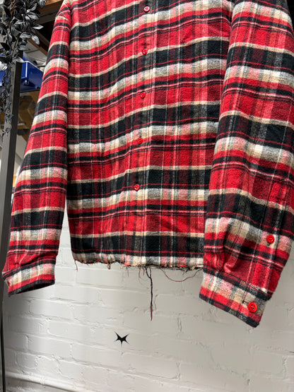 2019 Balenciaga Quilt Padded Oversized Red Plaid Flannel Jacket