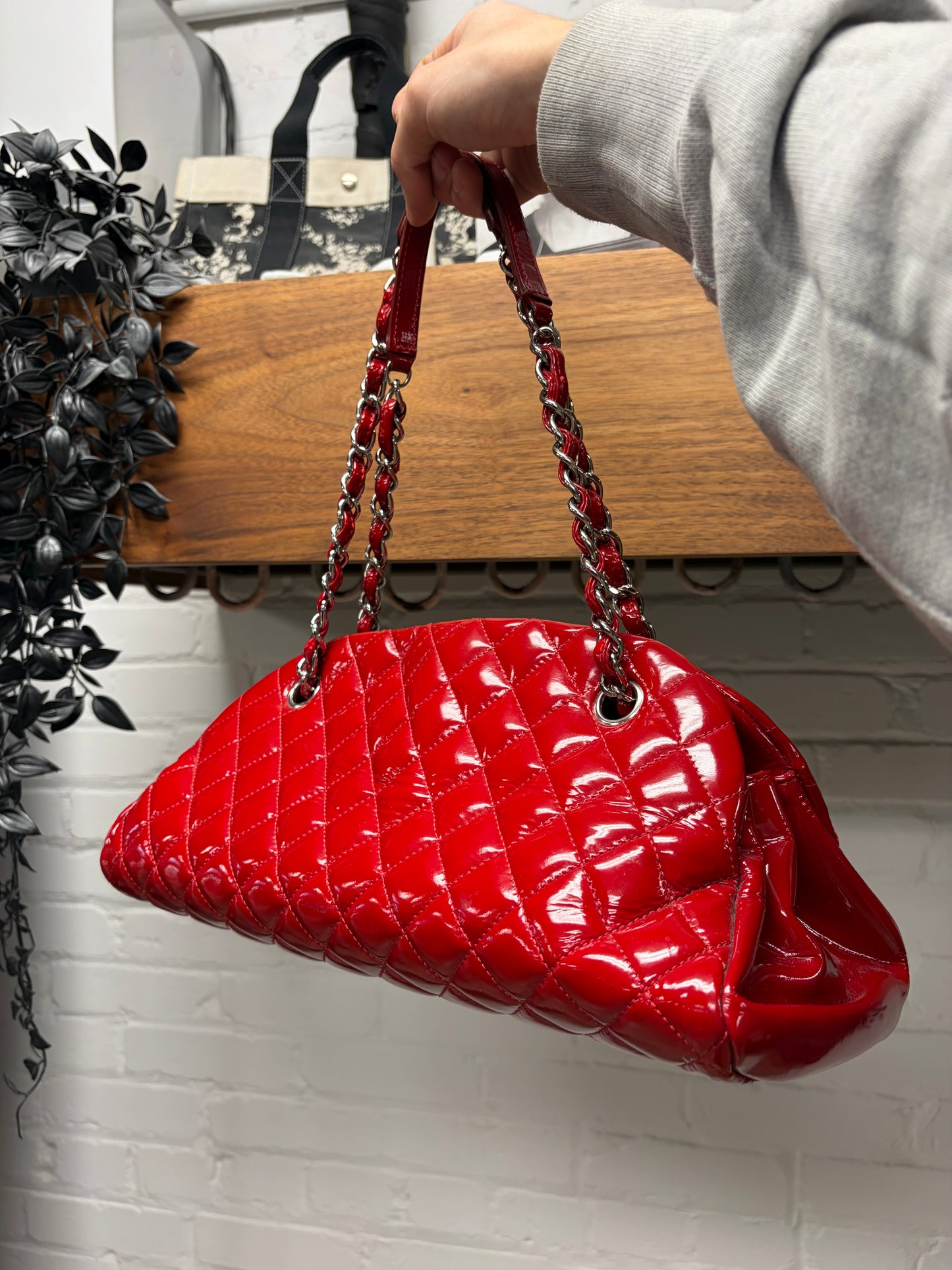 Chanel ‘Mademoiselle’ Quilted Red Patent Leather Mini Bowling Bag