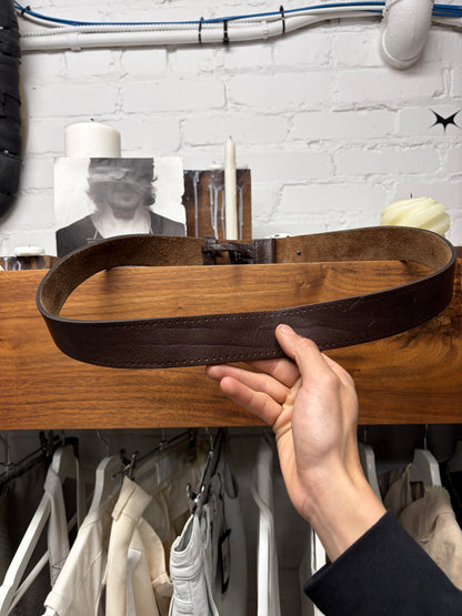 2000s Gucci ‘Horseshoe G’ Logo Brown Leather Belt