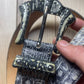 Tornado Mart Snakeskin Leather Gray Western Buckle Belt