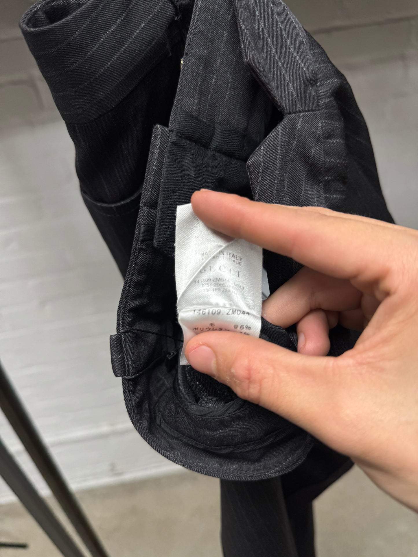 2005 Gucci Pinstripe ‘Gold Horsebit’ Flared Cut Trousers