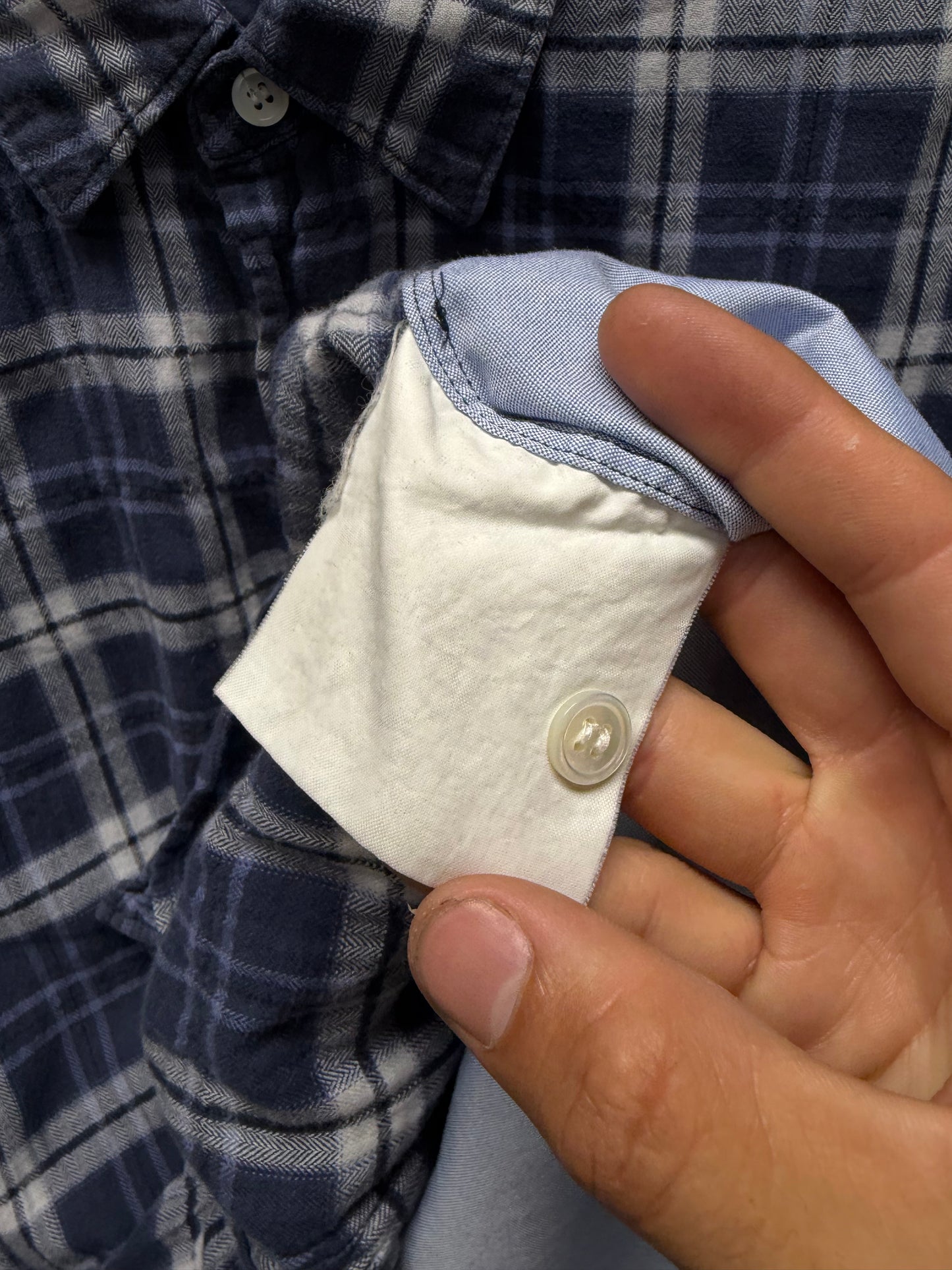 Comme Des Garçons Homme Blue Plaid/Oxford Hybrid Button Up Shirt