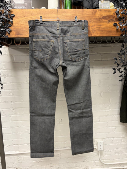 Dior Homme Grey Skinny Jeans with Yellow Contrast Stitching
