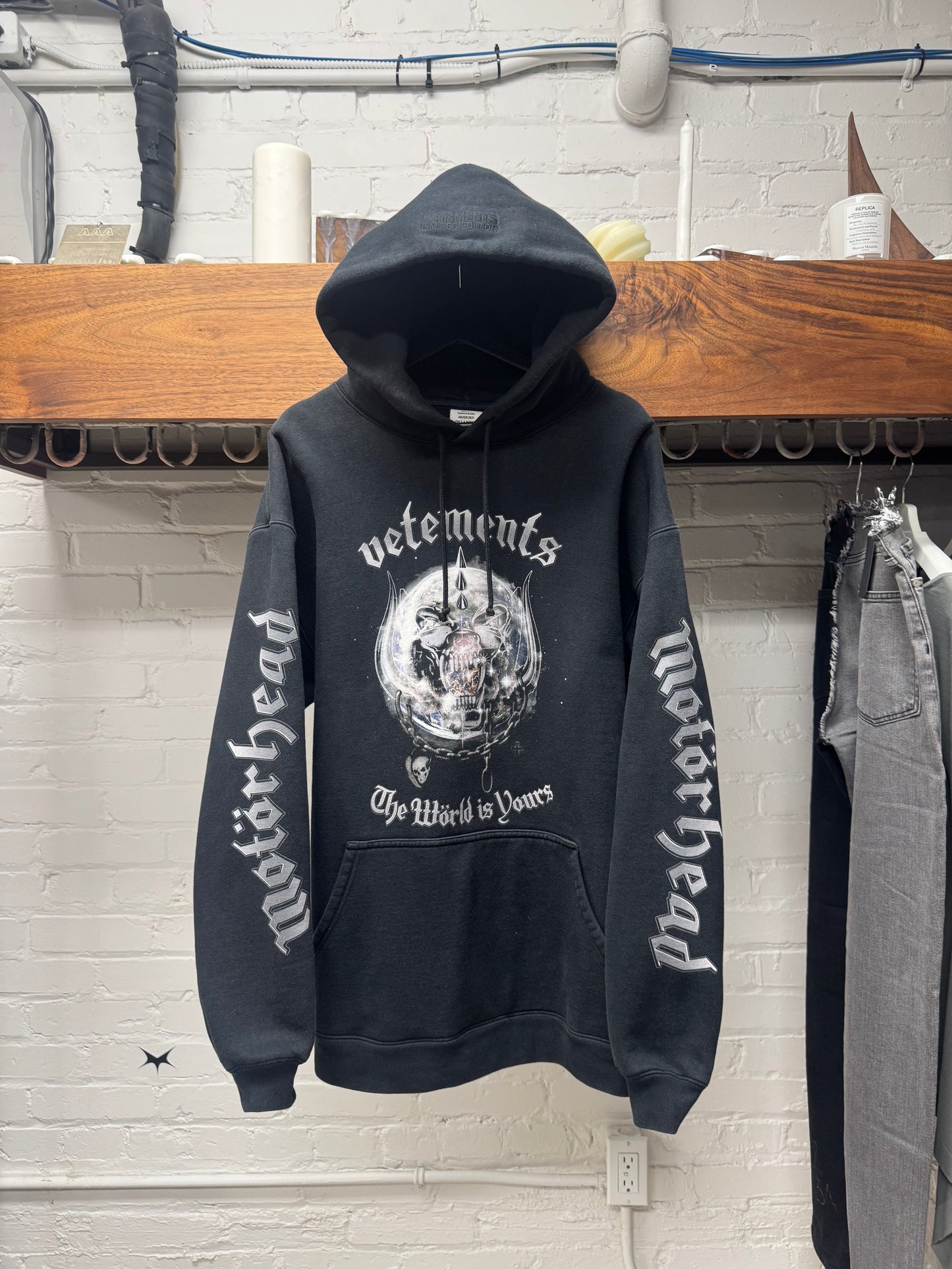 AW2020 Vetements ‘Motorhead’ Black Oversized Heavy Cotton Hoodie