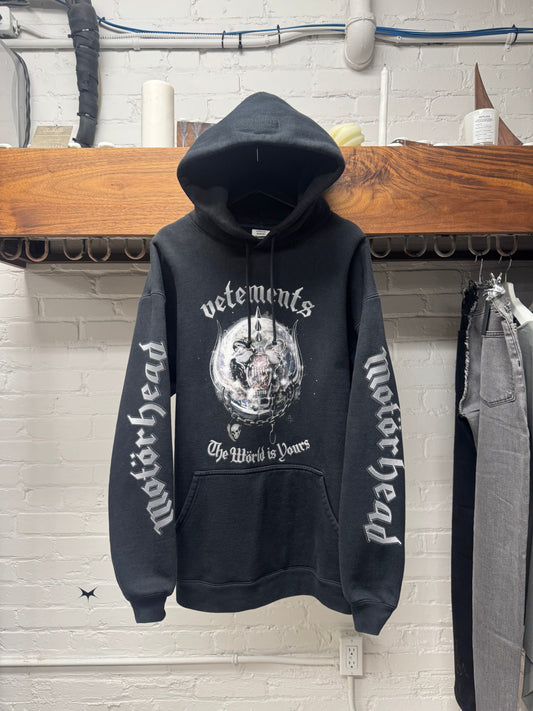 AW2020 Vetements ‘Motorhead’ Black Oversized Heavy Cotton Hoodie