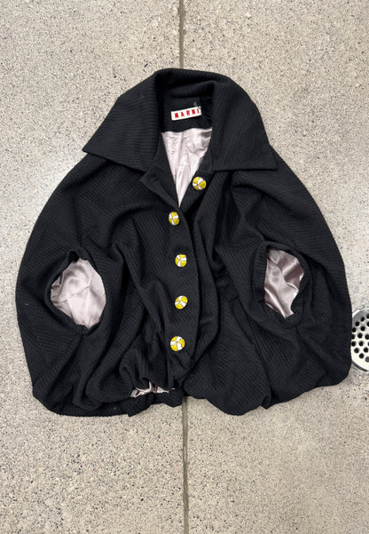 Marni Black Collared Cape Shawl