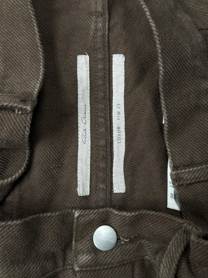 AW2023 Rick Owens ‘Luxor’ Bolans Chocolate Brown Flared Leg Denim