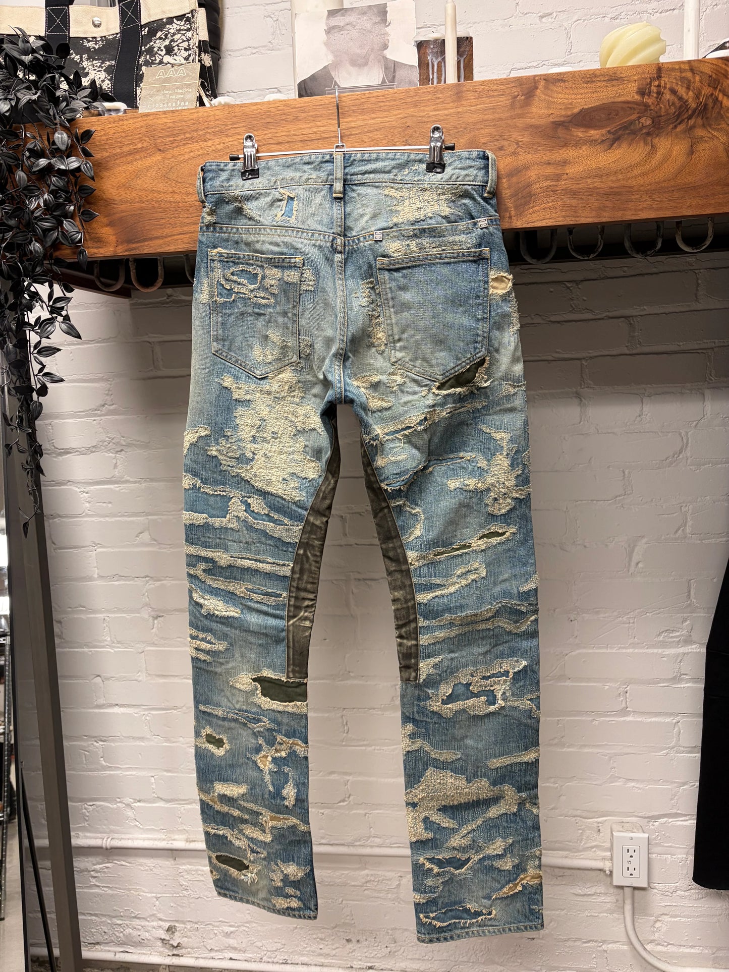 Givenchy Boro Repaired Distressed Moleskin Patched Blue Denim