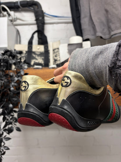 Gucci Leather/Suede ‘Web Design’ Striped Low Top Sneakers