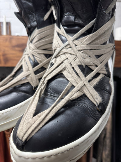 Rick Owens Pentagram Black-Milk Leather High Top Geobaskets