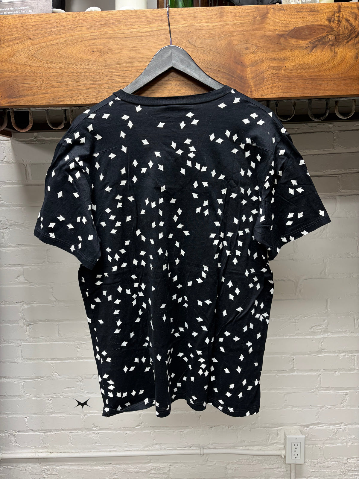 Dior Homme Full Print ‘Arrows’ Black V-Neck T-Shirt