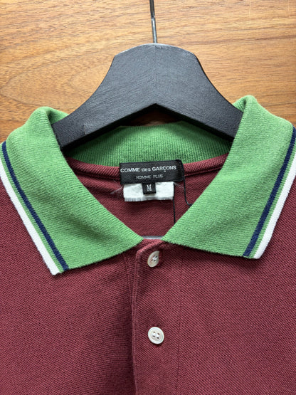 2007 Comme Des Garçons Homme Plus Two Tone Red/Green Cotton Polo