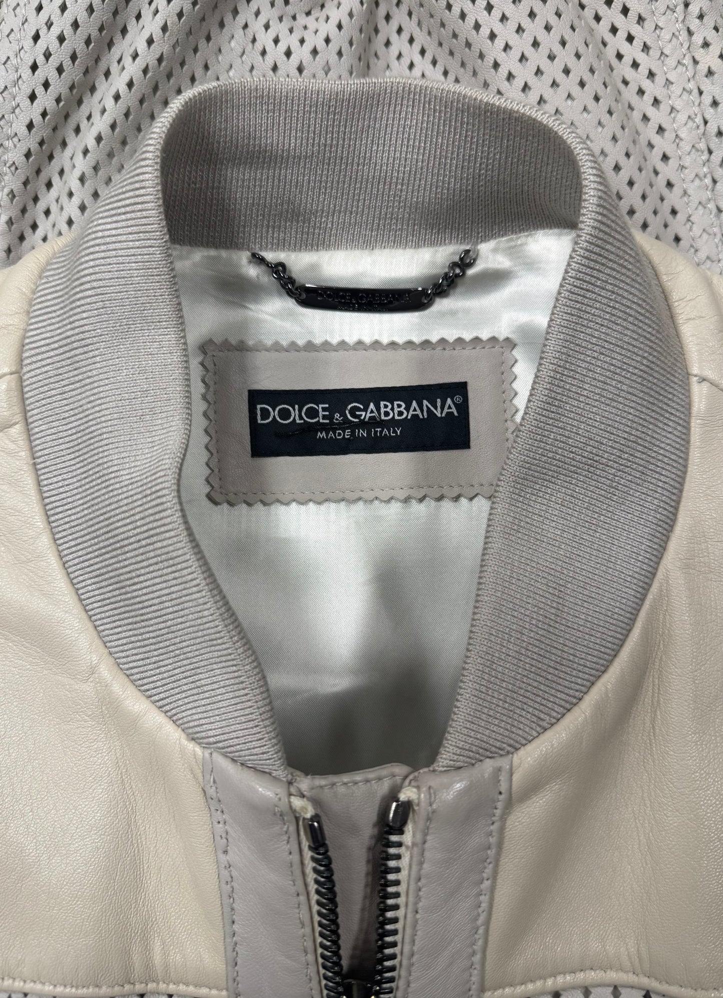 SS2007 Dolce & Gabbana Perforated Leather Bomber Jacket