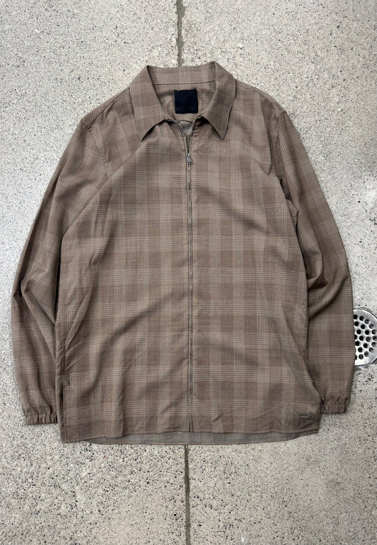 Givenchy Brown Gingham Checkered Windbreaker Jacket