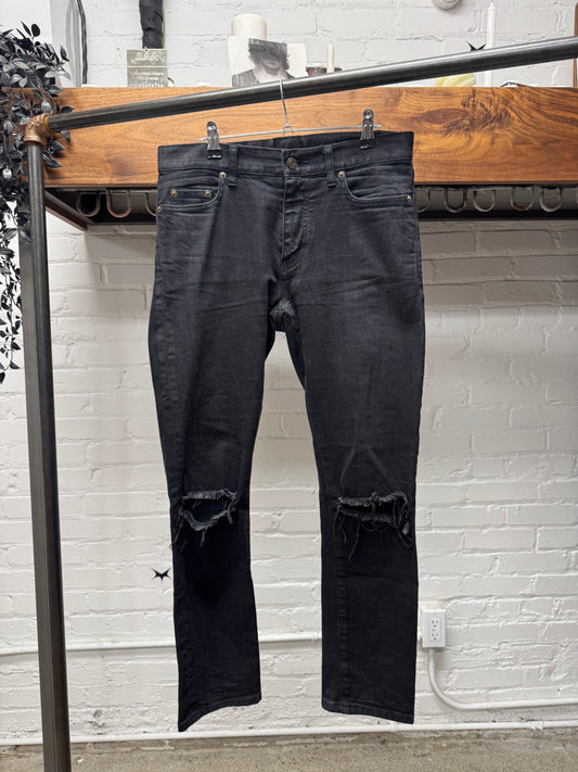 2015 Saint Laurent by Hedi Slimane ‘D02’ Distressed Knee Blowout Skinny Denim