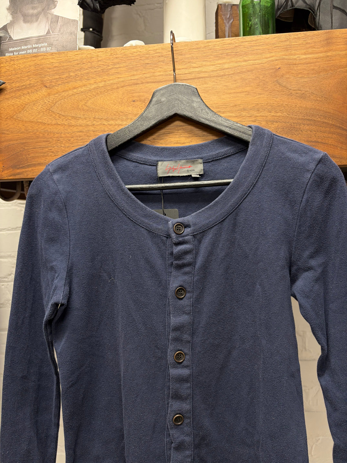 Yohji Yamamoto ‘Noir’ Navy Blue Full Button Collar Cardigan