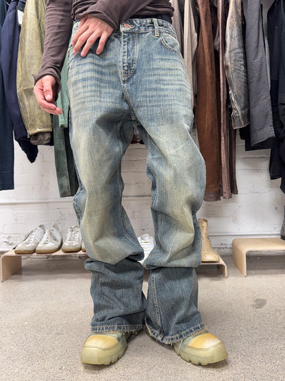 2023 Balenciaga ‘Bootcut Flared’ Dirt Wash Blue Denim