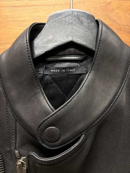 Gucci by Tom Ford Mens Lambskin Leather Black Zipper Detailed Biker Vest