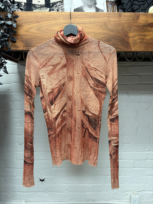 SS2004 Jean Paul Gaultier ‘Trompe L’œil’ Mesh ‘Button Up’ Top