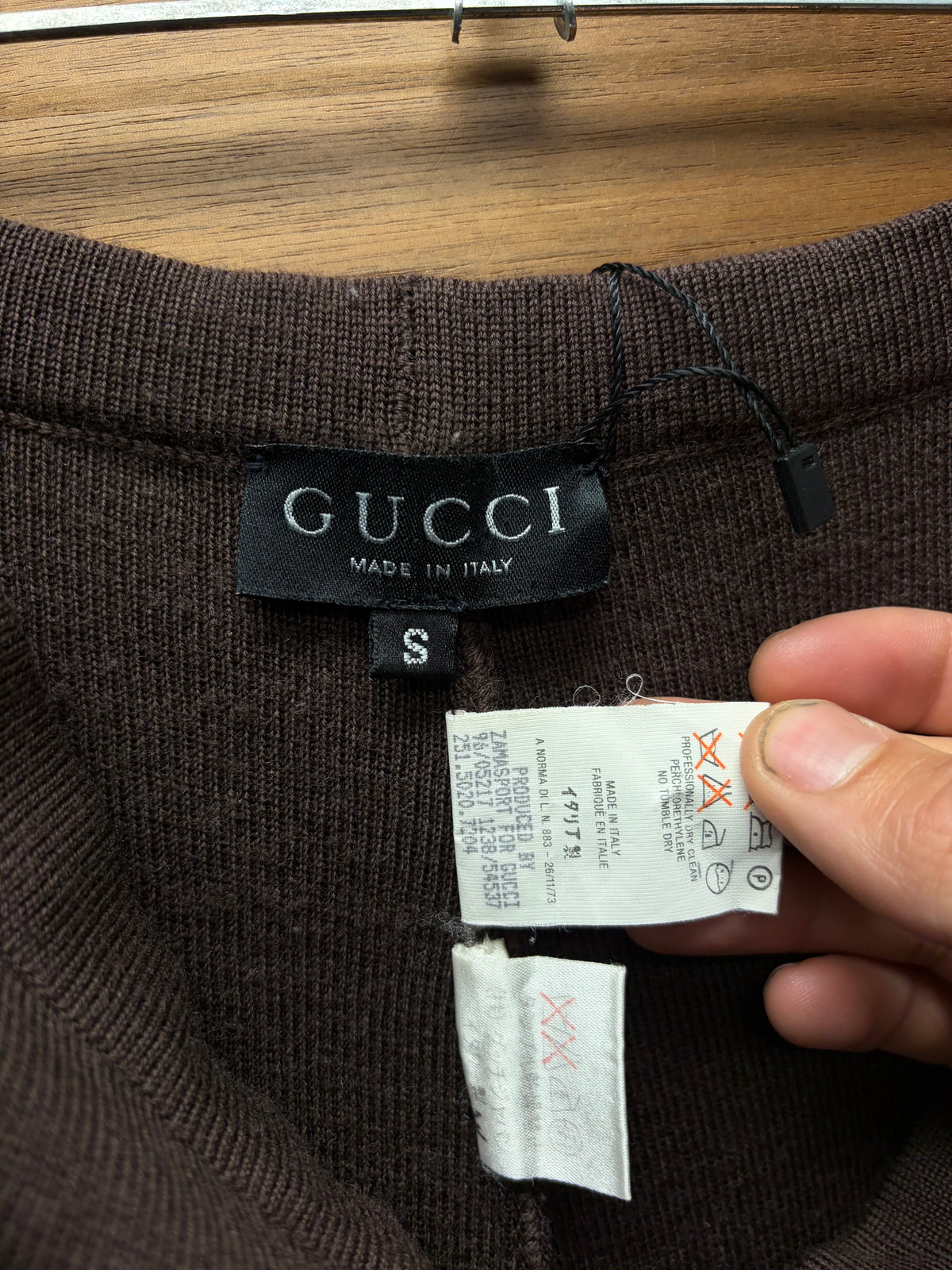 AW1996 Gucci by Tom Ford Brown Wool Knit Low Rise Pants
