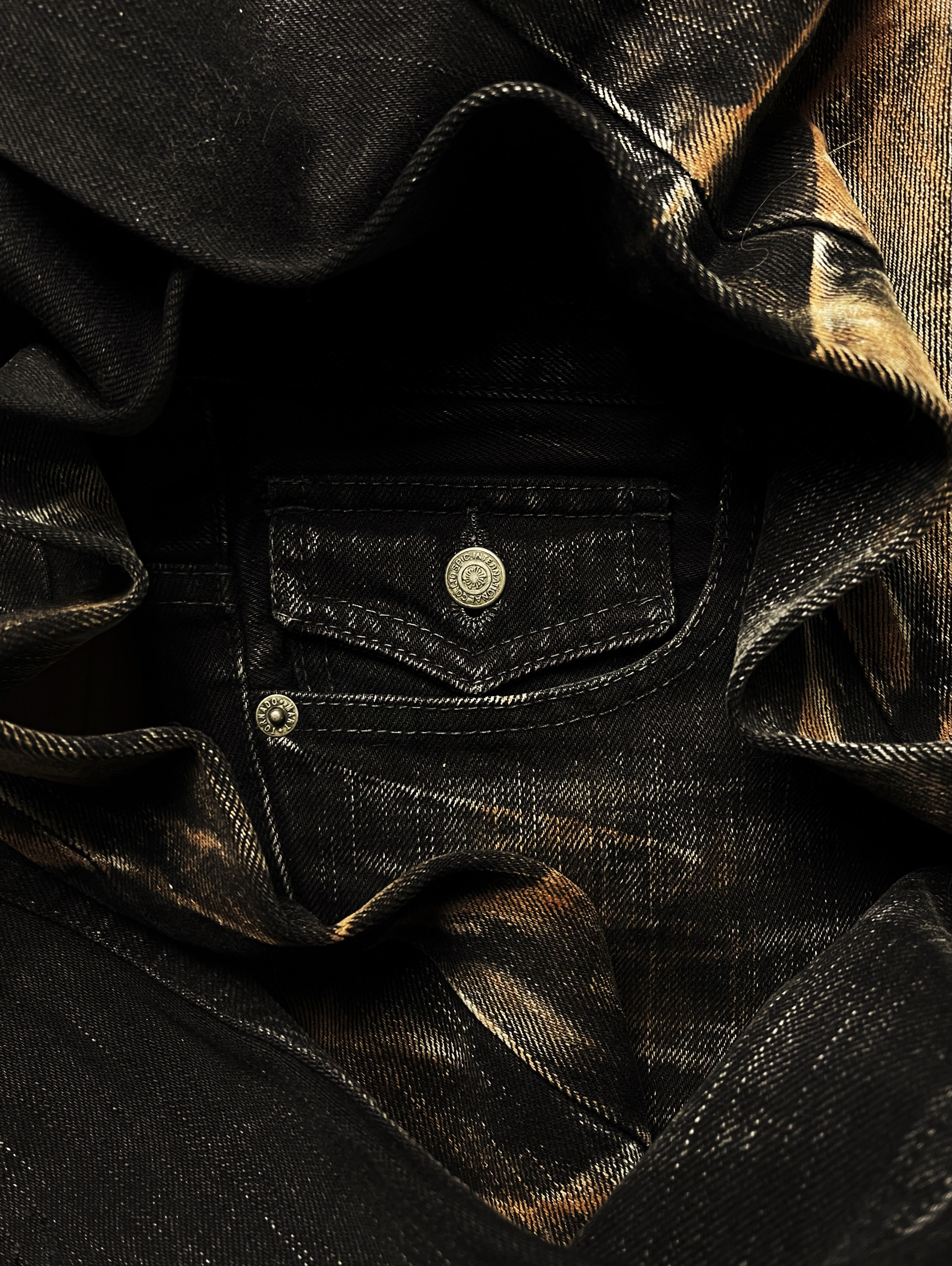 Tornado Mart Washed Black 'Rust Fade' Flared Cut Denim