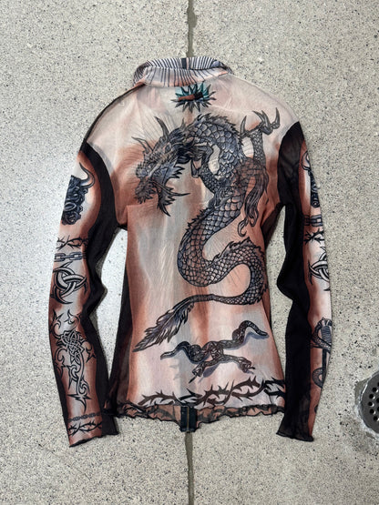 SS1996 Jean Paul Gaultier ‘Safe Sex Forever’ Mesh Collared Zip-Up