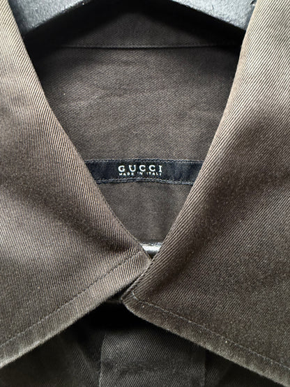 2000s Gucci Sun Faded Brown Button Up Shirt