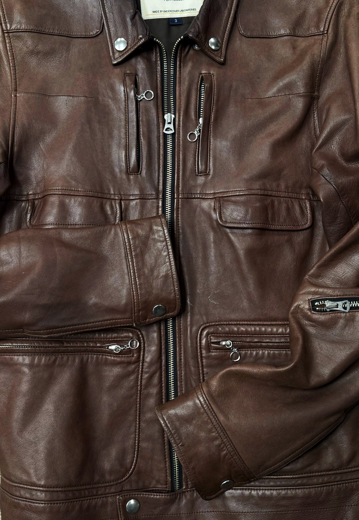 AW2007 Undercover Brown Lambskin Leather Worker’s Jacket