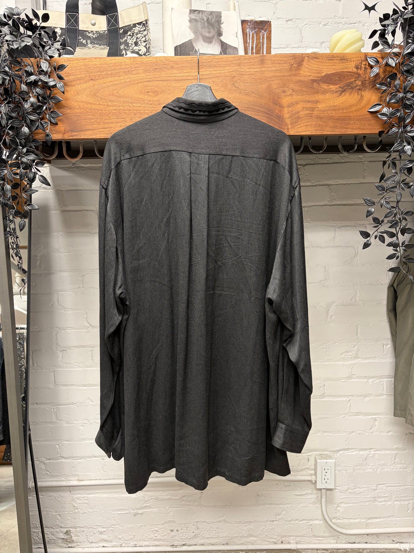 1990s Comme Des Garçons Homme Plus Lace Detail Oversized Button Down Shirt