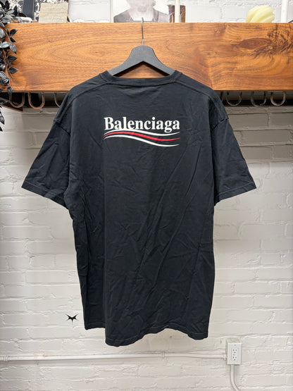 2017 OG Balenciaga ‘Campaign Logo’ Black Graphic T-Shirt