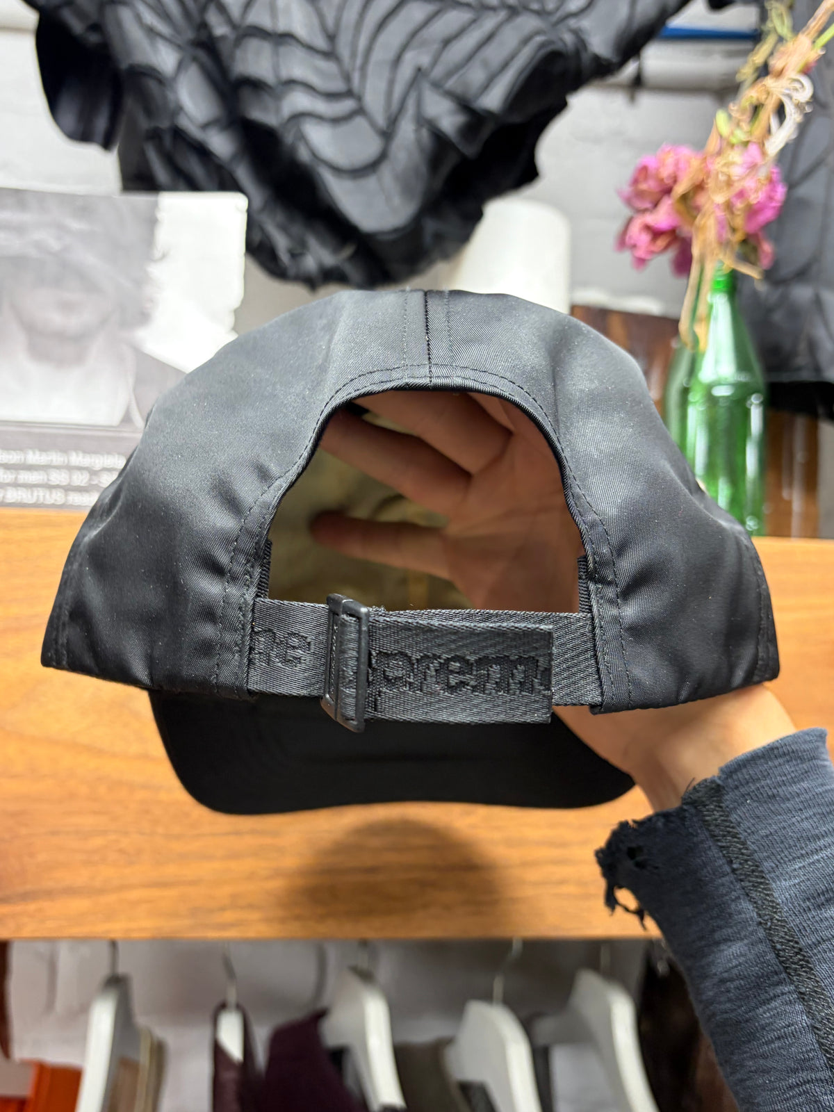 AW2024 Supreme Black Nylon ‘Small Box Logo’ 6 Panel Hat