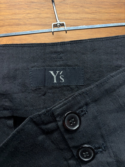 Yohji Yamamoto ‘Y’s’ Over Knee Length Lightweight Black Cotton/Linen Shorts