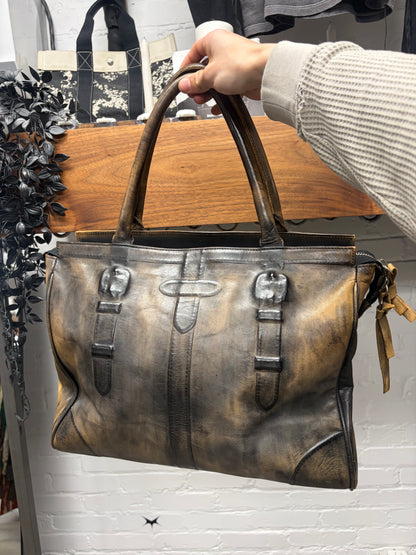 Mihara Yasuhiro Heavily Patina Faded ‘Boston’ Top Handle Leather Bag