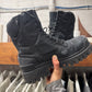 AW2022 Balenciaga Distressed Black Canvas ‘Strike’ Combat Boots