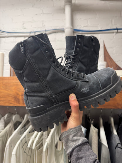 AW2022 Balenciaga Distressed Black Canvas ‘Strike’ Combat Boots