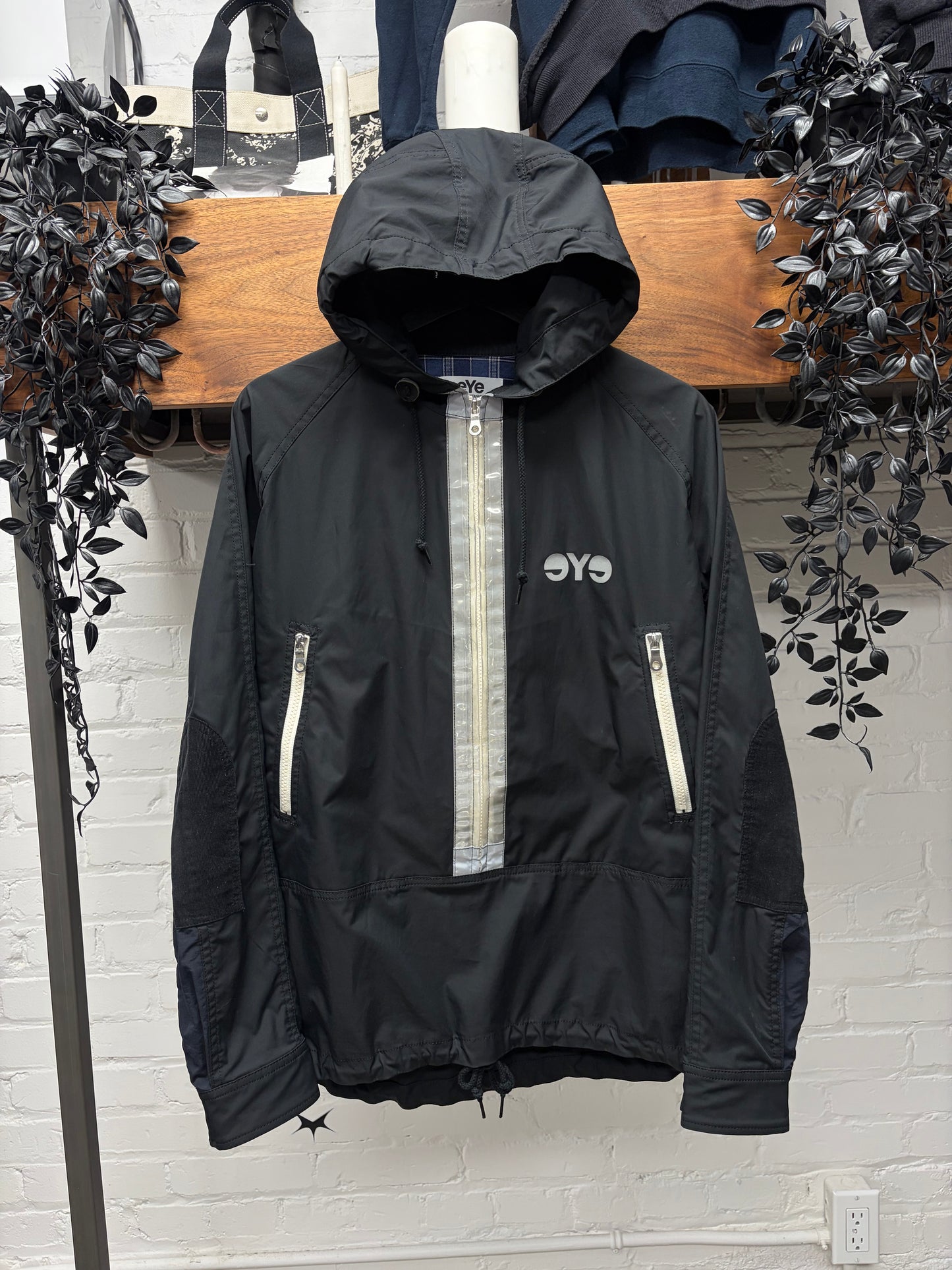 2018 Junya Watanabe Reflective Tape Seam Black Zip-Up Shell Jacket