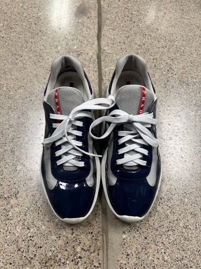 Prada ‘Americas Cup’ Blue Patent Leather Low Top Sneakers