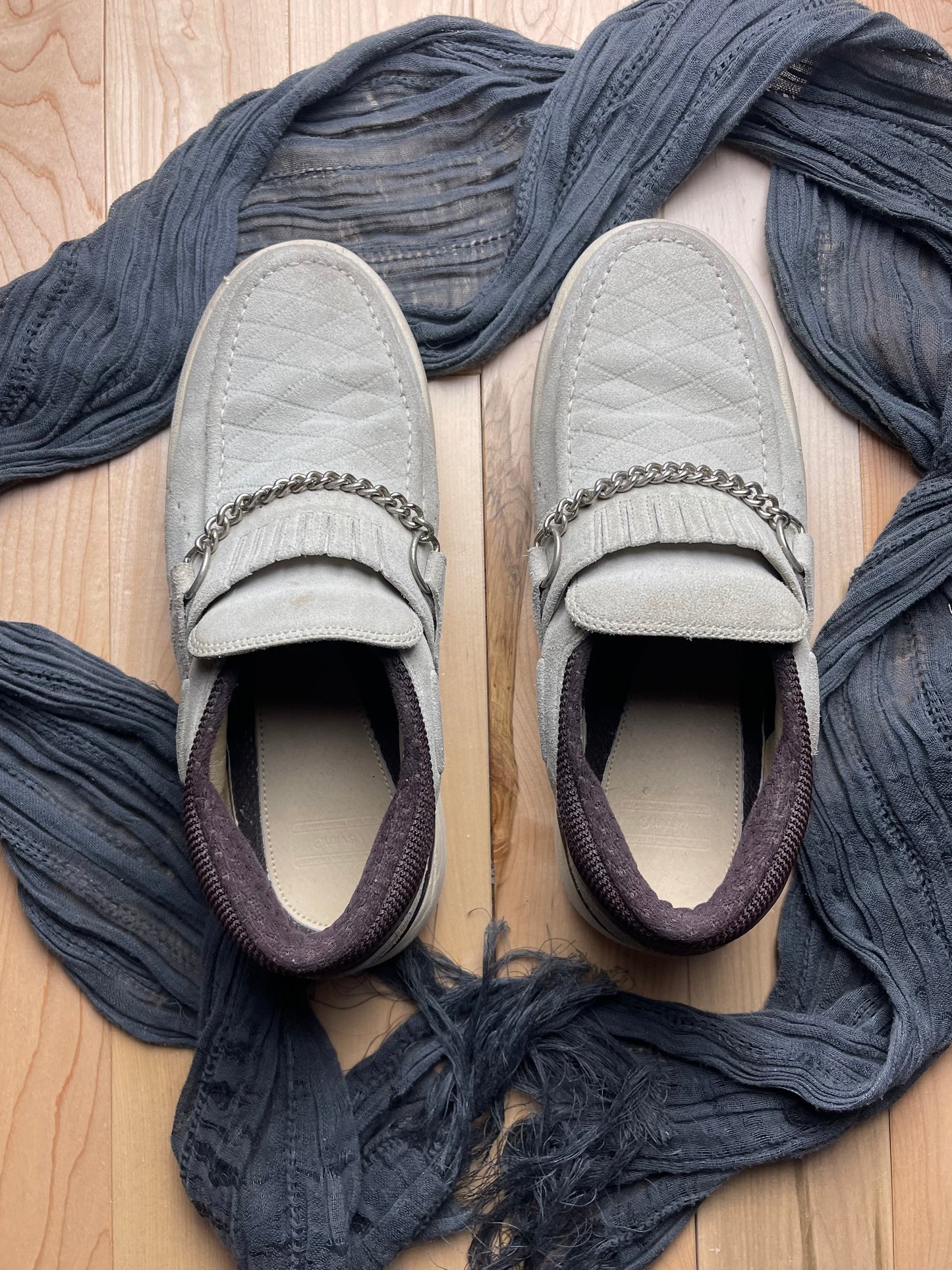 SS2003 Visvim ‘Cotote’ Grey Suede Chain Link Moccasin Sneakers