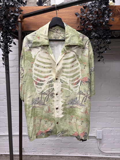 Kapital Rayon ‘Kamekameha’ Green Bone Aloha Shirt