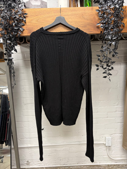 SS2026 Rick Owens ‘Hollywood’ Geometric Ribbed Black Cotton Sweater
