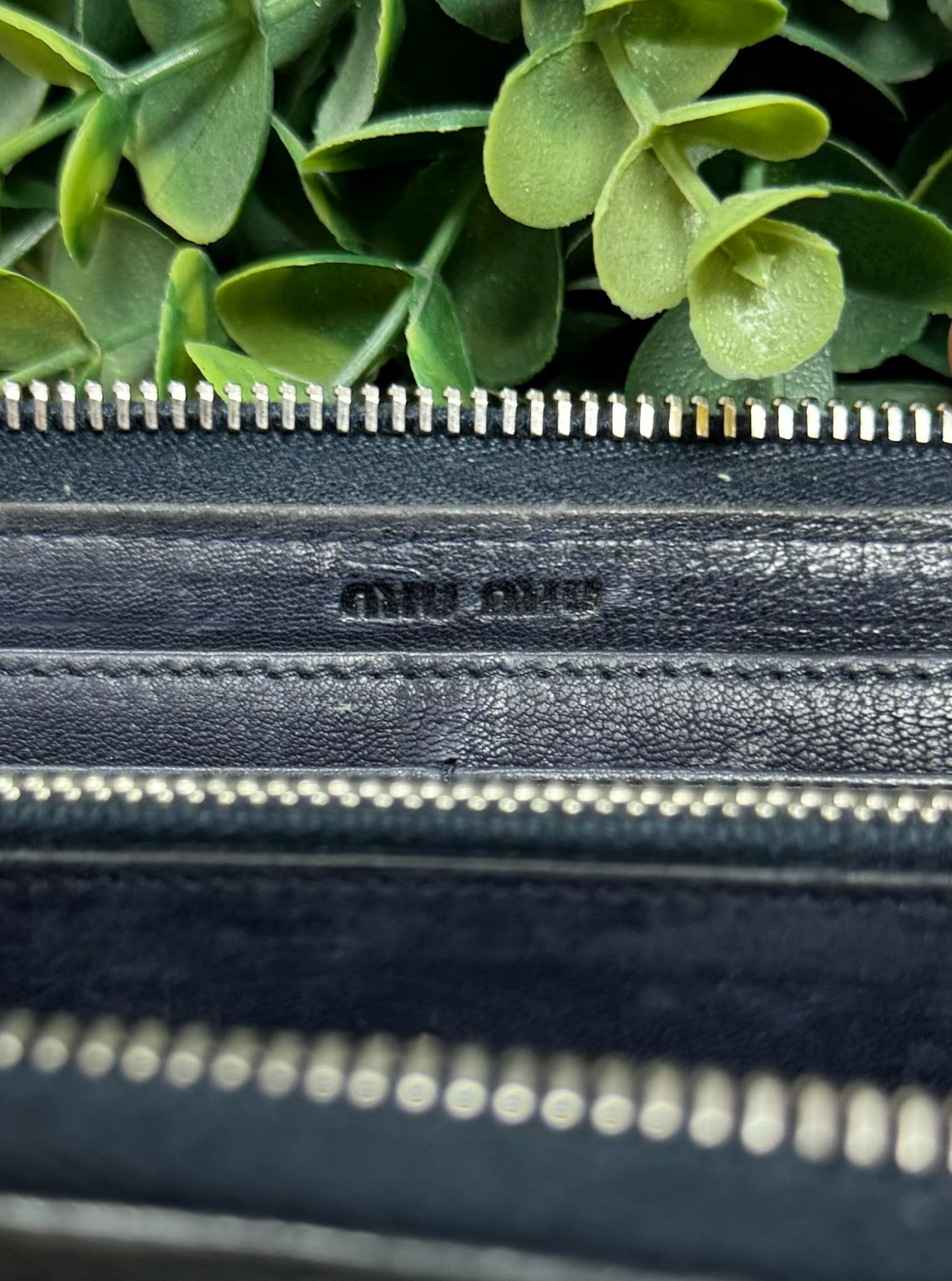 Miu Miu Studded Black Leather Long Wallet