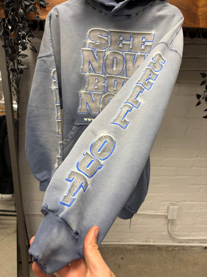 SS2024 Balenciaga ‘See Now Buy Now’ Distressed Blue Pullover Hoodie