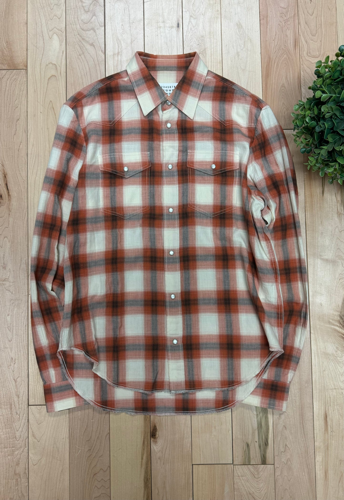 AW2016 Maison Margiela Pearl Button Snap Plaid Flannel