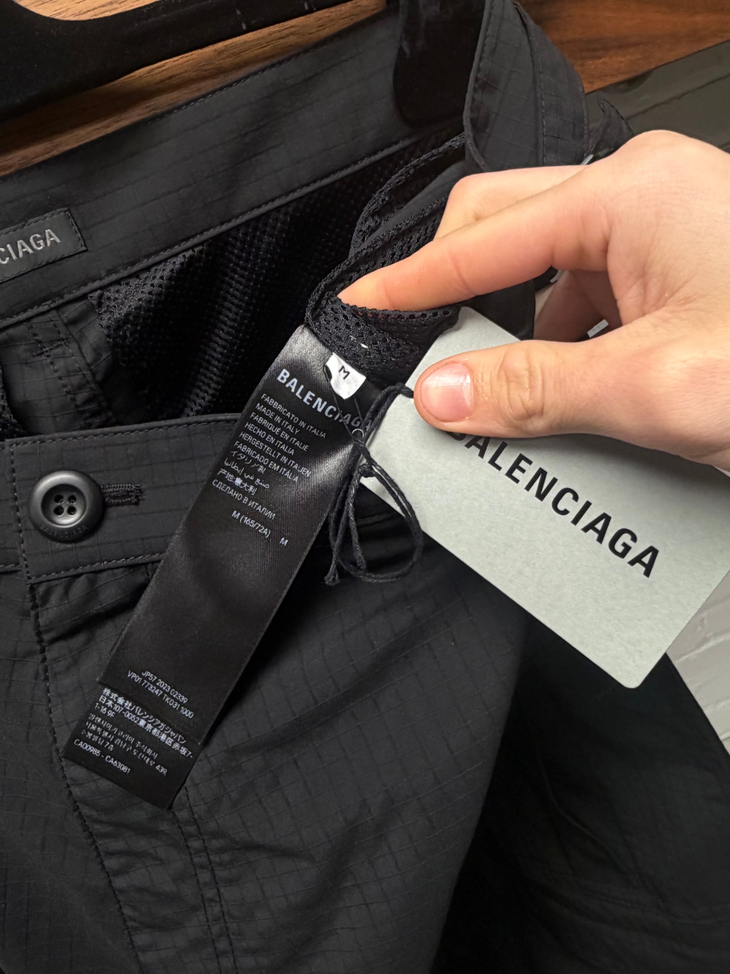 SS2024 Balenciaga ‘Sports Icon Logo’ Black Ripstop Convertible Cargo Pants